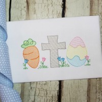 Carrot, Cross, Easter Egg Sketch Embroidery Design